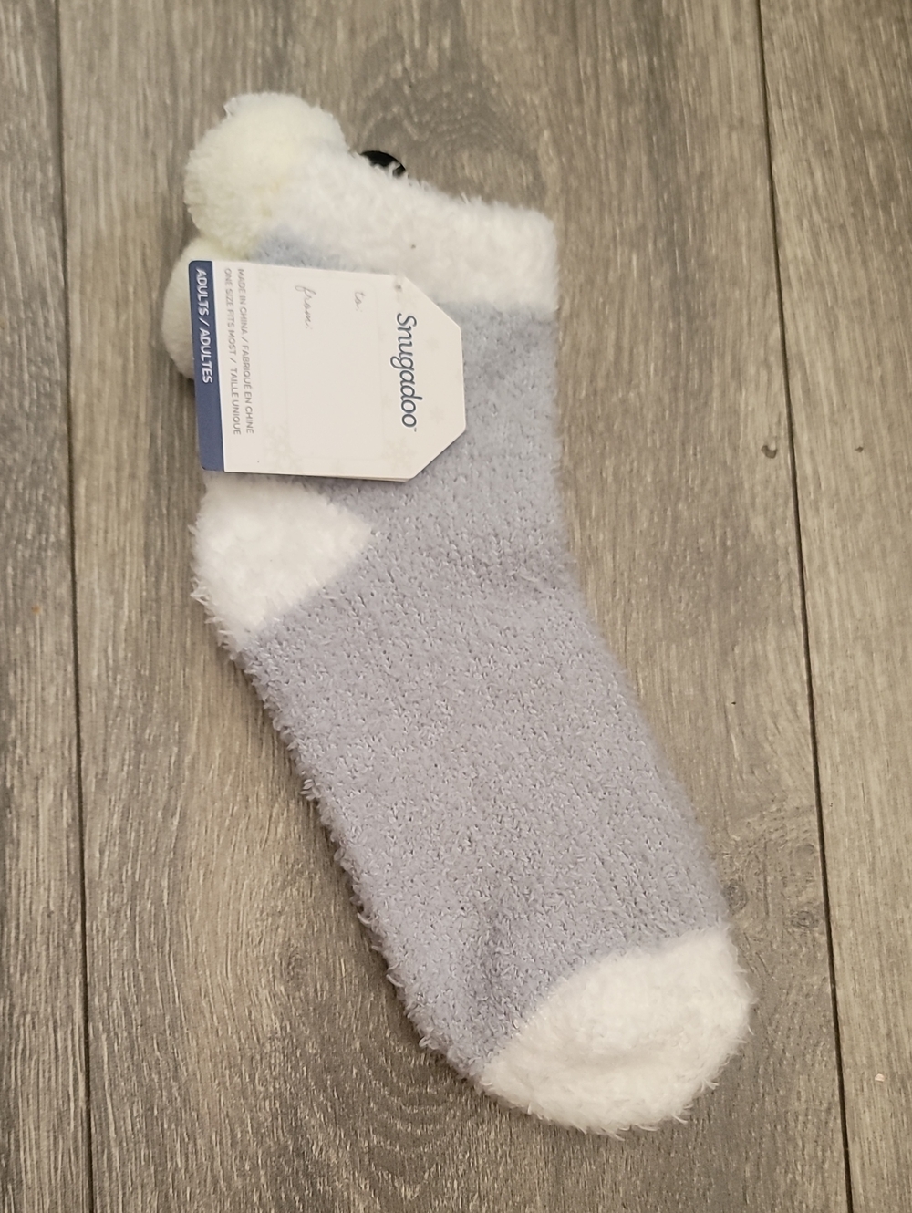 Women’s Plush Cozy Socks - Light Gray with White Trim